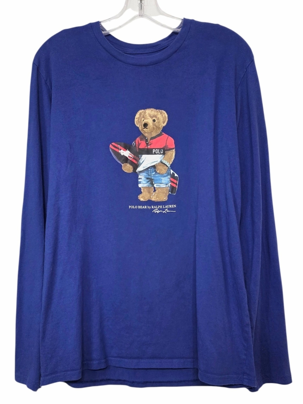 Polo Ralph Lauren Surfer Polo Bear Long Sleeve Cotton T-Shirt Blue Men's Medium